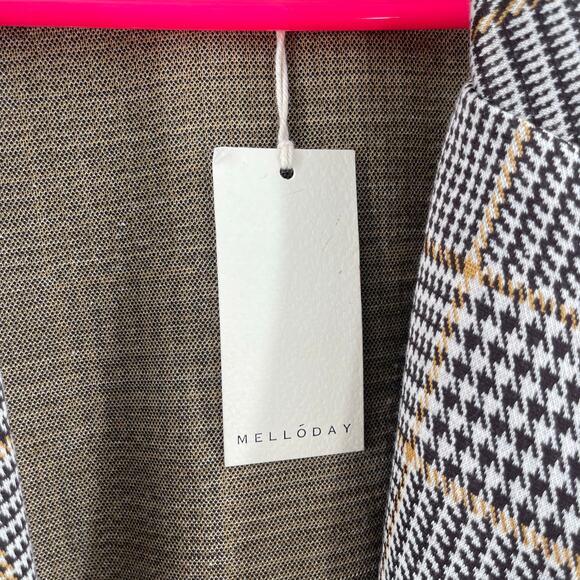 MELLODAY Blazer Size Large NWT Plaid Houndstooth Longline Open Stretch Fall - Picture 4 of 13